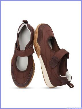 Wide Toe Mary Jane Sneakers Hook and Loop Strap Ballet Flats